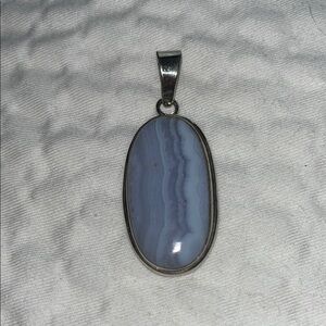 Elegant Silver Pendant with Blue Lace Agate Stone